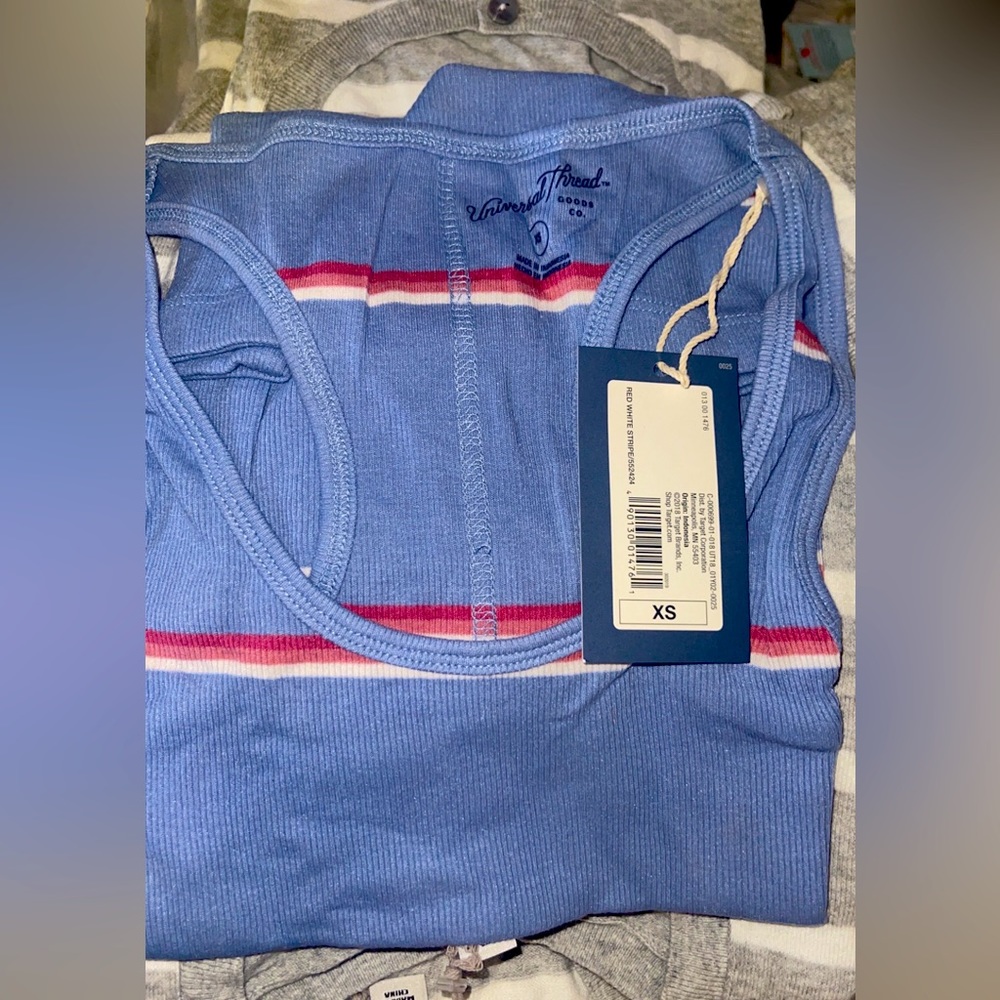 Women's Striped Sleeveless Scoop Neck Tank Top - Universal Thread Red XS